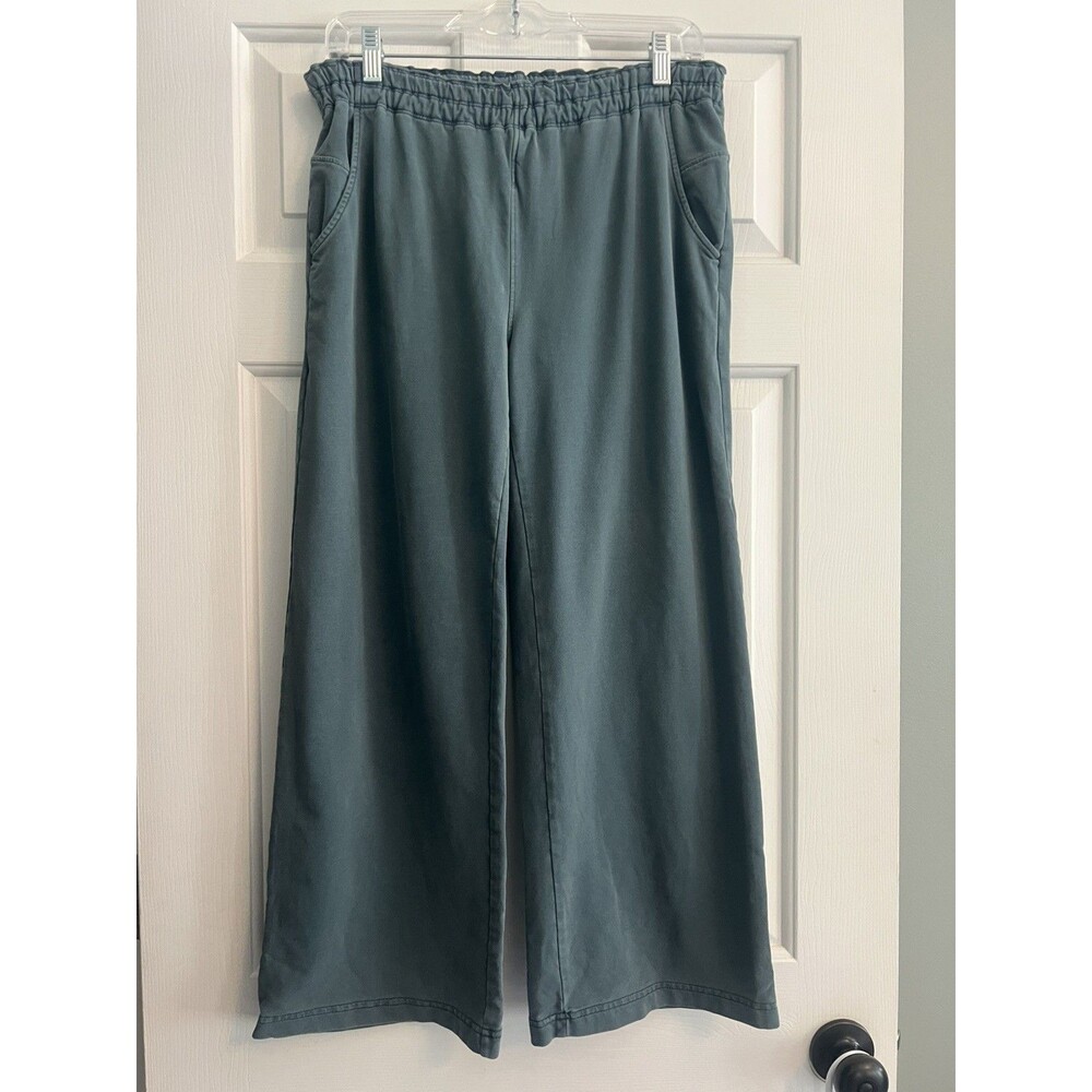 Prana Wide leg Pants Womens Medium Pull-On Loose Fit Elastic Waist Grey Blue
